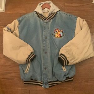 Vintage 90’s Winnie the Pooh Denim Varsity Jacket from the Disney Store